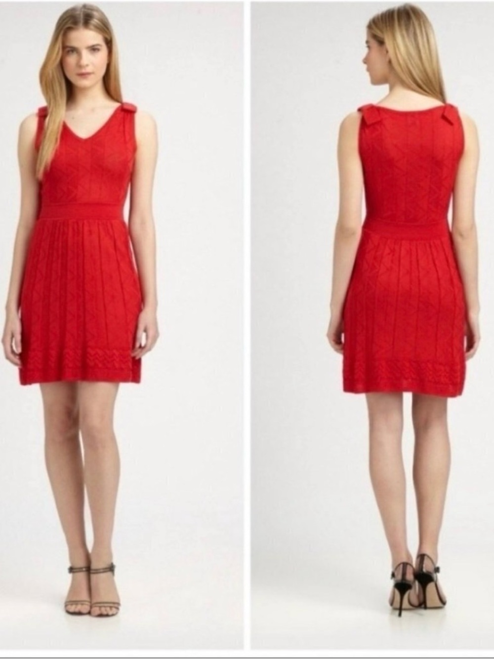 Missoni Red Sleeveless V-Neck Knit Dress
